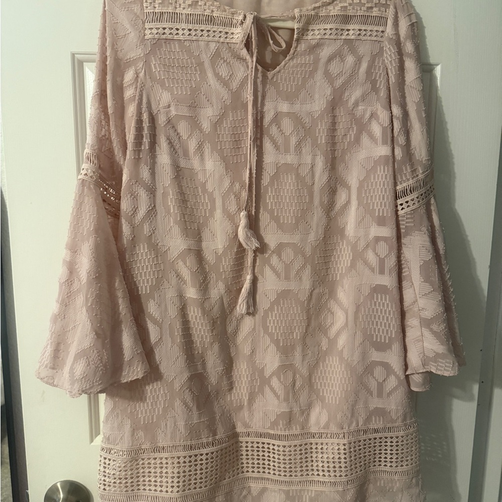 Anthropologie Pink Long Sleeve Dress